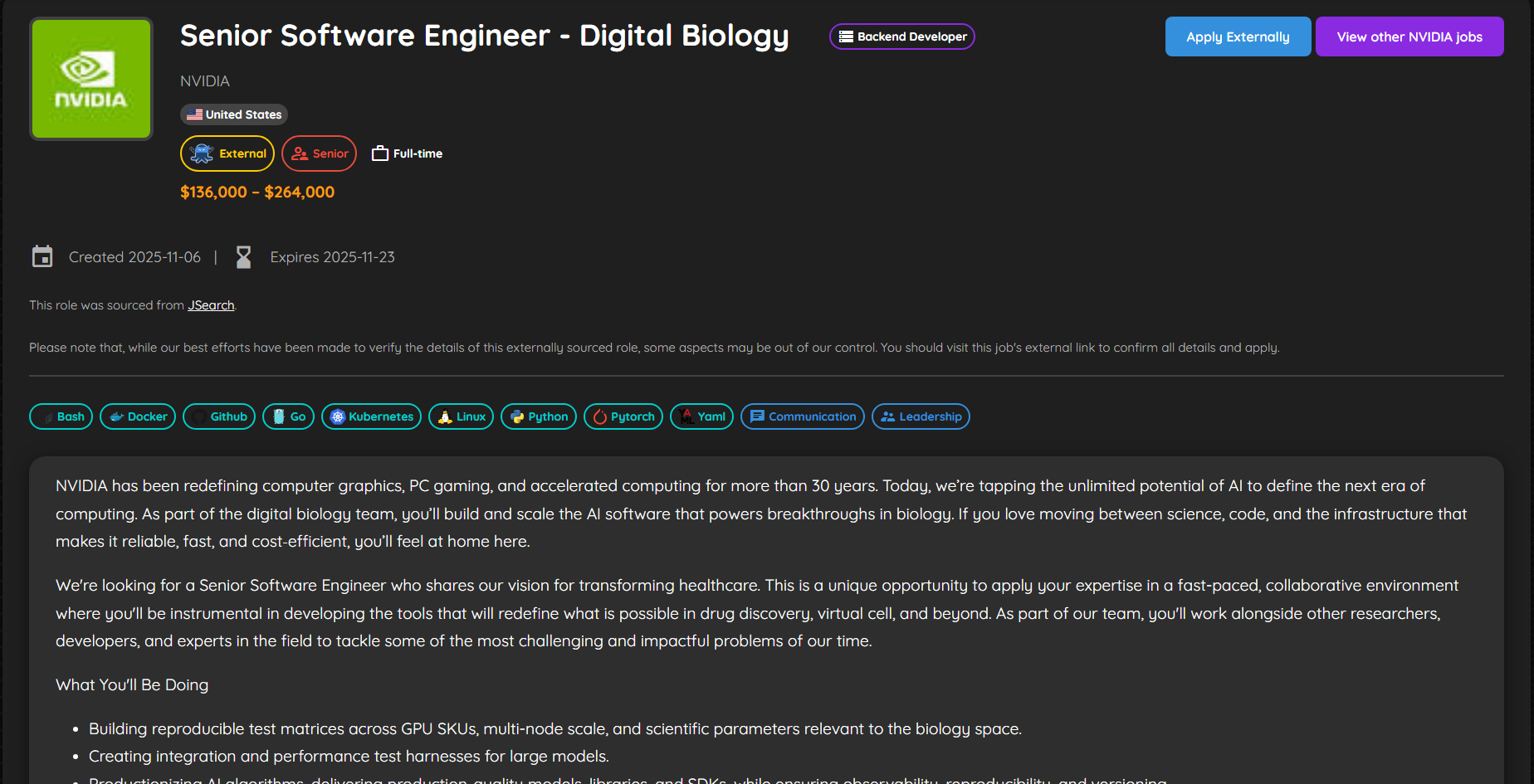 Job Details screen for Remote-Only.dev